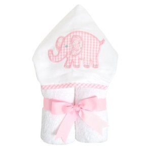NWT 3 Marthas Everykid Hooded Towel - Pink Elephant
